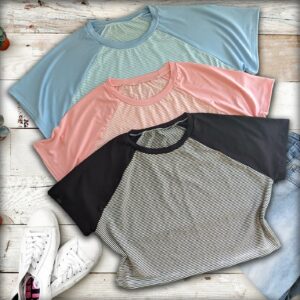 Cropped Raglan Listrado Variadas Cores
