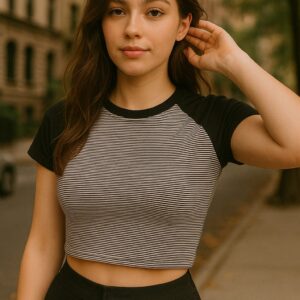 Cropped Raglan Listrado Variadas Cores