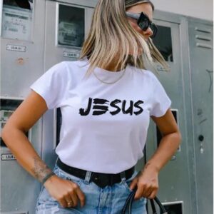 camiseta evangélica feminina – t shirt estilosa com estampa jesus
