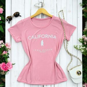 camiseta feminina califórnia – t shirt rosa bebê estampada | moda verão blogueira