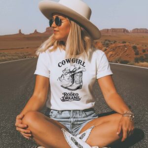 camiseta feminina rodeio – estilo cowgirl blogueira | 100% algodão premium